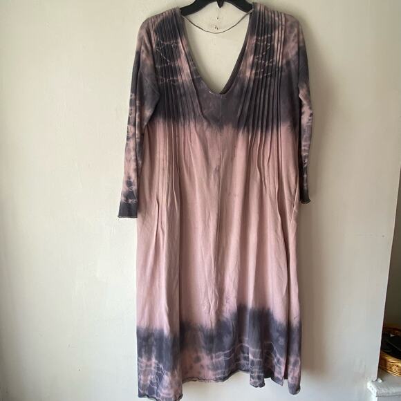 Free People Purple Tye Dye Midi Dress‎ SZ S Oversized Cotton Boho Hippie Witchy - Picture 1 of 7